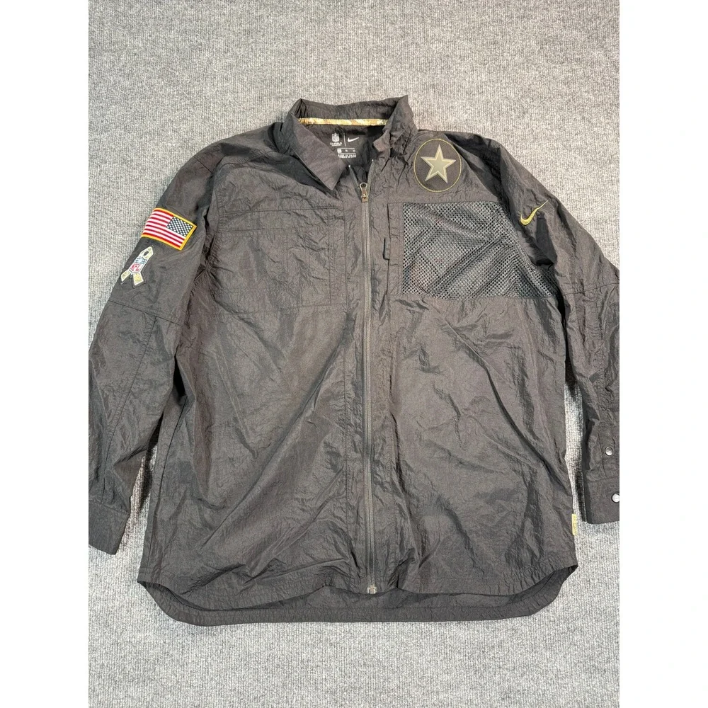 Nike Dallas Cowboys Saulte to Service Windbreaker Mens XL Black OnField Zip‎ Up